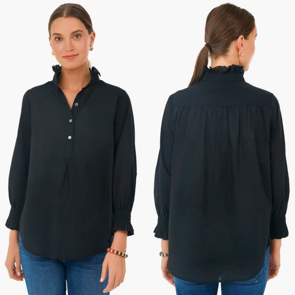 Tuckernuck Tops - TUCKERNUCK Teagan Popover Shirt Black S.